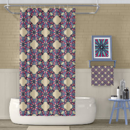 Boho Bloom Shower Curtain in Warm Cream シャワーカーテン