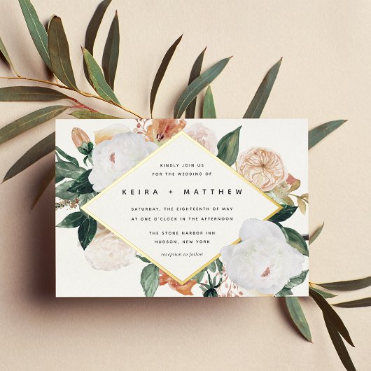 Boho Blooms | モダンな幾何学フラワーの結婚式 箔招待状