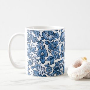 Boho BlueかわいらしとWhiteフローラ コーヒーマグカップ