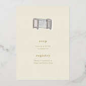 Boho Blueアイコン生まれたばかりのが赤ちゃんシャワー金ゴールドを表示 箔招待状 (裏面)