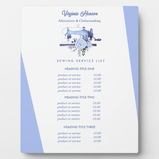 Boho Blueフローラ裁縫機船員価格 フォトプラーク (正面)