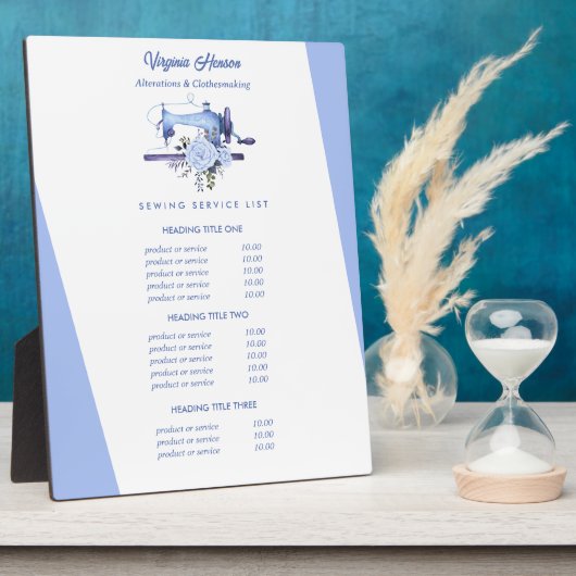 Boho Blueフローラ裁縫機船員価格 フォトプラーク (側面)