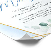 Boho blueフローラeucalyptus金ゴールド愛情のある記憶で ポスター (角)