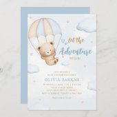 Boho Blue冒険少年の赤ちゃんシャワーを始めよう 招待状 (正面/裏面)