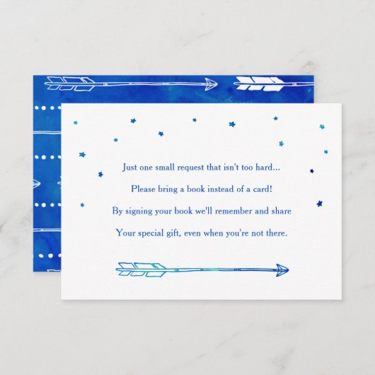 Boho Blue Adventureをテーマにしたブックリクエストカード エンクロージャーカード (正面/裏面)