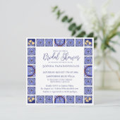 Boho Blue and White Mediterranean Bridal Shower  招待状 (スタンド正面)