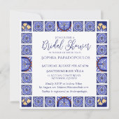 Boho Blue and White Mediterranean Bridal Shower  招待状 (正面)