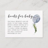 Boho Blue Balloon Baby Showerブックリクエスト エンクロージャーカード (正面)