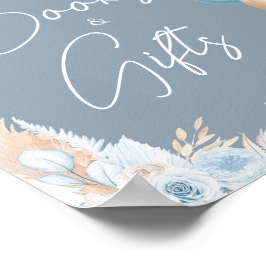 Boho Blue Bearバルーン赤ちゃんシャワー本とギフト ポスター (角)