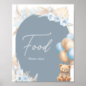 Boho Blue Bearバルーン赤ちゃんシャワー食品 ポスター (正面)