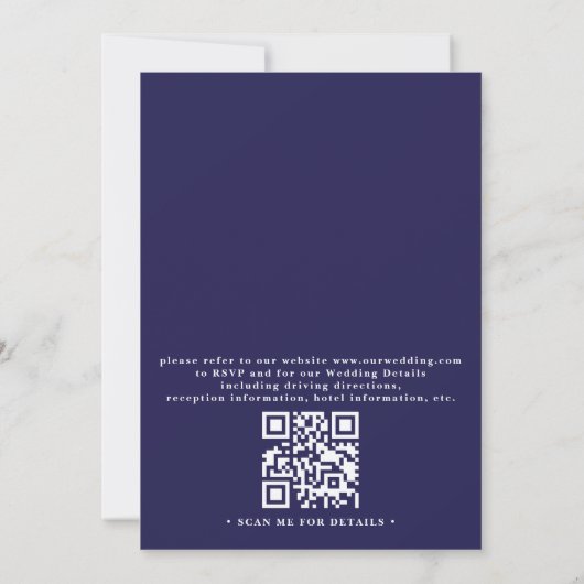 Boho Blue Bouquet Floral Elegant QR Code Wedding 招待状 (裏面)