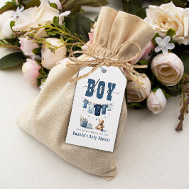 Boho Blue Clothesline Sweet Its a Boy Baby Shower ギフトタグ