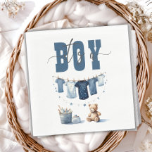 Boho Blue Clothesline Sweet Its a Boy Baby Shower