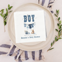 Boho Blue Clothesline Sweet Its a Boy Baby Shower