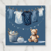 Boho Blue Clothesline Sweet Its a Boy Baby Shower フェイバータグ (裏面)