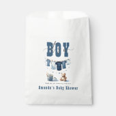 Boho Blue Clothesline Sweet Its a Boy Baby Shower フェイバーバッグ (正面)