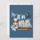 Boho Blue Clothesline Sweet Its a Boy Baby Shower 招待状 (裏面)