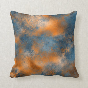 Boho Blue Copperグラフィック抽象芸術 クッション