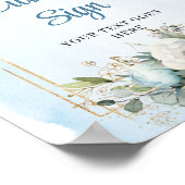 Boho Blue Eucalyptus Gold Frame DIY Wedding Sign ポスター (角)