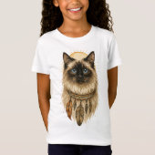 Boho Blue-Eyed Cat Kids T-Shirt Tシャツ (正面)