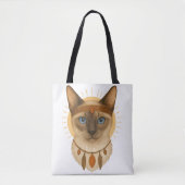 Boho Blue-Eyed Cat Tote Bag トートバッグ (正面)