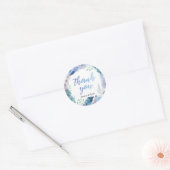 Boho Blue Feather Thank you stickers ラウンドシール (封筒)