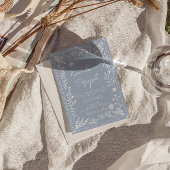 Boho Blue Floral Botanical All In One Wedding 招待状