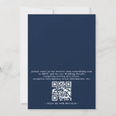 Boho Blue Floral Elegant Modern QR Code Wedding 招待状 (裏面)