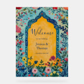 Boho Blue Floral Wedding Welcome アクリルサイン (正面)