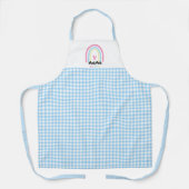 Boho Blue Gingham Custom Mama Est. Year keepsake エプロン (正面)