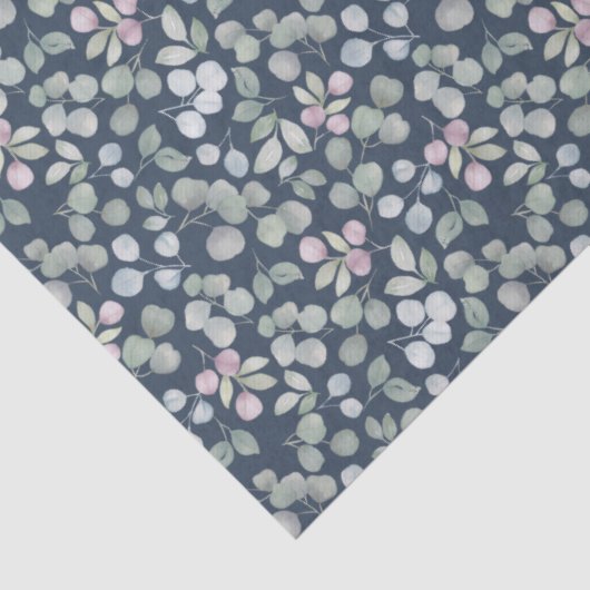 Boho Blue & Green Watercolor Eucalyptus 薄葉紙 (詳細)