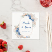 Boho Blue Pampas Grass Wedding スタンダードカクテルナプキン (インサイチュ)