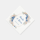 Boho Blue Pampas Grass Wedding スタンダードカクテルナプキン (角)