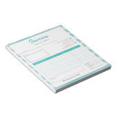 boho blue pattern簡単スモールビジネスインボイス ノートパッド (アングル)