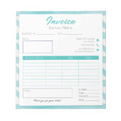 boho blue pattern簡単スモールビジネスインボイス ノートパッド (正面)