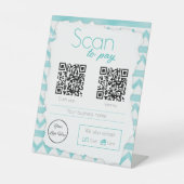 Boho blue pattern 2 QRコードのビジネススキャンを支払う 台座サイン (正面)