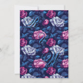 Boho Blue Pink Peonies Flower Wedding  招待状 (裏面)