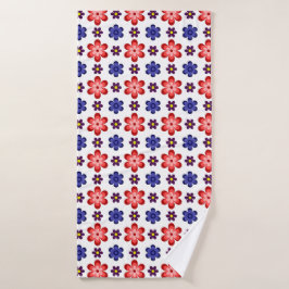 Boho Blue Purple Red Flowers Bath Towel バスタオル