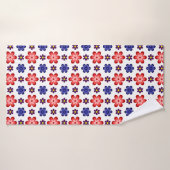 Boho Blue Purple Red Flowers Bath Towel バスタオル (バスタオル)