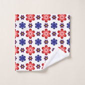 Boho Blue Purple Red Flowers Bath Towel Set バスタオルセット (ウォッシュタオル)