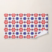 Boho Blue Purple Red Flowers Bath Towel Set バスタオルセット (ハンドタオル)