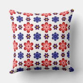 Boho Blue Purple Red Flowers Big Throw Pillow クッション (裏面)
