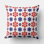Boho Blue Purple Red Flowers Big Throw Pillow クッション (正面)