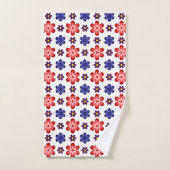 Boho Blue Purple Red Flowers Hand Towel ハンドタオル (ハンドタオル)