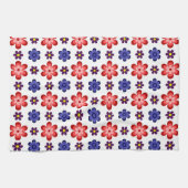 Boho Blue Purple Red Flowers Kitchen Towel キッチンタオル (横)