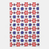 Boho Blue Purple Red Flowers Kitchen Towel キッチンタオル (縦)