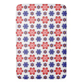 Boho Blue Purple Red Flowers Large Bath Mat バスマット (正面縦)