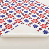 Boho Blue Purple Red Flowers Large Sherpa Blanket シェルパブランケット (3/4)