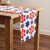 Boho Blue Purple Red Flowers Large Table Runner ロングテーブルランナー (インサイチュ)