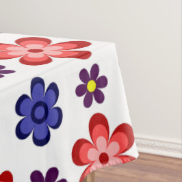 Boho Blue Purple Red Flowers Large Tablecloth テーブルクロス